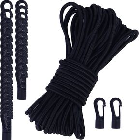 Thickened 0.3" Bungee Shock Cord, Elastic Kayak Stretch String Shock Cords Rope with Hooks for Kayak Boat Camping Accessories Indoor&Outdoor Activities (65.60 Ft Rope + 40 Hooks)