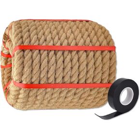 Hemp Rope Braided Rope for Crafting Swinging Multipurpose DIY Indoor/Outdoor Use (1in x 50ft)