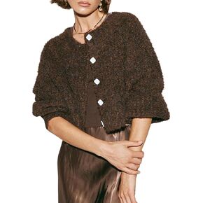 Chvity Chunky Cardigan Sweaters for Women Trendy Open Front Button Down Knit Sweater Jacket Long Sleeve Cropped Cardigan