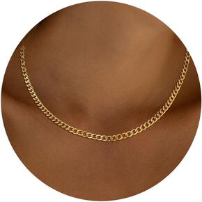 Gold Necklaces for Women Trendy, Chunky Gold Chain Necklace Dainty Toggle Cuban Link Stack Layered Necklace 14K Gold Plated Herringbone Choker Necklace for Women Statement Necklace Gold Jewelry
