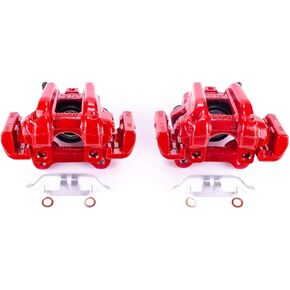 Power Stop Rear S7110 Pair of High-Temp Red Powder Coated Calipers