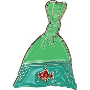 Goldfish in Bag Enamel Pin with Safety Backing