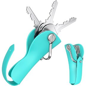 Silicone Key Organizer Keychain 1 Pack, Compact Key Holder for Keychain, Lightweight, Minimalist Design, Secure Locking Mechanism, Hold up to 5 Keys(Blue)