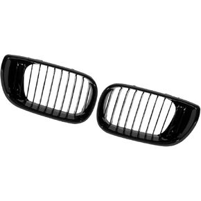 Pair Gloss Black Front Kidney Grille Grill for BMW E46 3 Series 02-04 4 Door Durable Material