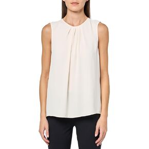 Anne Klein Women's Sleveless Pleat Frt Jewel Neck Blouse