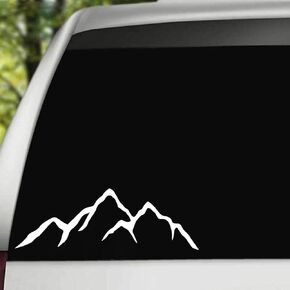 Mountain Silhouette Vinyl Decal – 2" x 6" White Sticker for Car, Laptop, Water Bottle, Truck, Bike, Phone, and Outdoor Gear