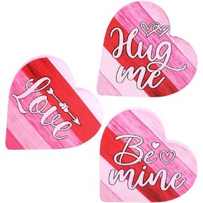3 Pieces Heart-Shaped Wooden Decoration Wooden Table Centerpiece Rustic Home Love Sign Wooden Decor for Valentine's Day Wedding Anniversary Party Tray for Home