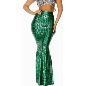 Women's Mermaid Tail Costume Maxi Skirt Cosplay Halloween Party Dress