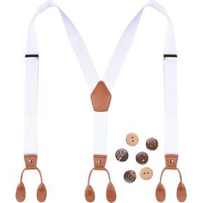 Suspenders for Men Button End Adjustable Y-Back Elastic 47 Inches