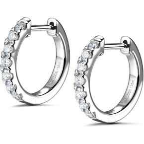 Agvana 0.13-0.27 Ct. Tw. Lab-Grown Diamond Hoop Earrings in Sterling Silver (D-E Color, VS Clarity) Fine Jewelry for Women Anniversary Birthday Gifts for Her, Size 8MM