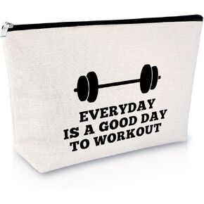 Workout Gift for Women Makeup Bag Weightlifting Fitness Gift Trainer Bodybuilding Gift Dumbbell Gift Inspirational Gift for Sister Friends Christmas Birthday Gift for Athletic Coach Cosmetic Bag