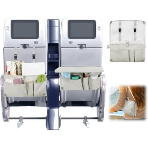 BALAPET Waterproof PU Airplane Seat Organizer with Tray Table Cover,Portable Hand-carry and Cross-body Carry Airplane Tray Cover with Pockets,Expandable Plane Travel Essentials for Personal Item(Gray)