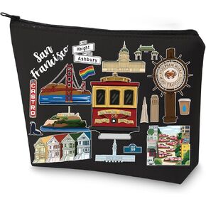 WZMPA San Francisco Travel Cosmetic Bag Gift San Francisco Souvenir Gift San Francisco Makeup Zipper Pouch Bag San Francisco Merchandise (San Francisco)