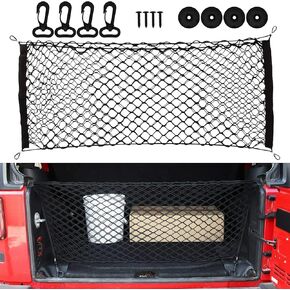 Cargo Net Stretchable for SUV Pickup Truck Bed, Car Rear Net Pocket, Adjustable Elastic Trunk Bed Cargo Storage Net, Automotive Exterior Accessories Trunk Organizer for Car, Truck, SUV