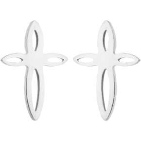 Jesus God Cross Stud Earrings for Women Gold Silver Religious Jewelry Gift for Christian