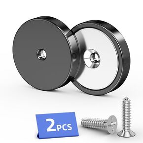 2 Pack Neodymium Cup Magnets,110lbs+ Rare Earth Cup Magnets with Heavy Duty Countersunk Hole and Screws, Large Disc Round Waterproof Magnet with Hole for Wall Mount, Door,Workplace,Outdoor