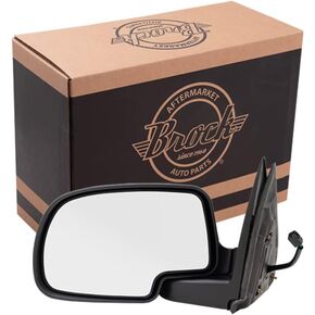 Brock Replacement Driver Power Side Door Mirror Black and Chrome Compatible with 99-02 Silverado Sierra Pickup Truck 15172249