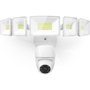 iMaihom Floodlight Camera Outdoor Wired, 2K QHD Security Cam, 5500LM Outside LED Flood Light with Smart PIR Motion Detection, Built-in Siren, Color Night Vision, 2-Way Audio, Cloud/SD Storage Black