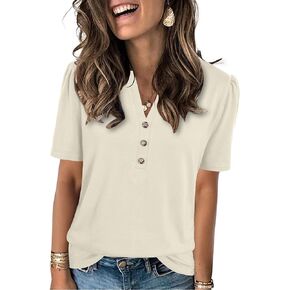 Womens Tops Summer 2025 Short Sleeve Casual Shirts Fashion Loose Fit Clothes