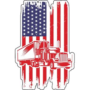 WickedGoodz American Flag Trucker Decal - Truck Driving Bumper Sticker - for Laptops Tumblers Windows Cars Trucks Walls