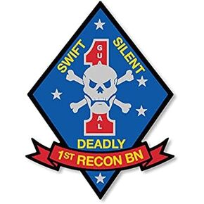 Marines First Recon BN Swift Silent Deadly Blue Sticker (USMC Vinyl Decal Logo (3 x 4 inch) USMC Licensed