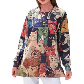 Womens Ugly Christmas Sweaters Casual Loose Oversized Pullover Sweaters Graphic Printed Knit Trendy Tops