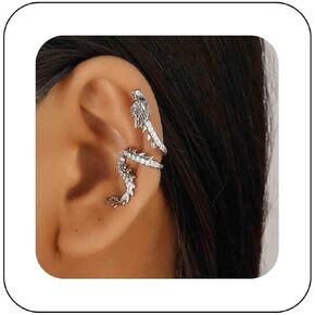 Gothic Dragon Ear Cuff Earrings Gold Dragon Cuff Wrap Earrings Crystal Dragon Earring Dragon Crawler Cuff Earrings Cz Dragon Cartilage Cuff Earrings Jewelry For Women(Gold Left)
