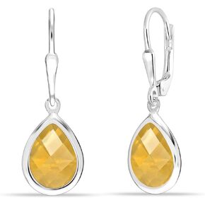 LeCalla 925 Sterling Silver Drop Earrings for Women | Created Birthstone Gemstone Hypoallergenic Leverback Earring