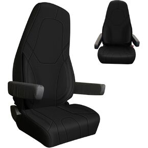 Custom-Fit Front Seat Covers with Back Pocket Replace for Freightliner Cascadia Accessories Seat Protector （33" High Back,Artificial Leather ONLY for ONE SEAT and NO ARMREST Cover）