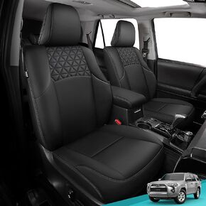 Seat Covers for Toyota 4Runner 2011-2024, Faux Leather Car Seat Cover Full Set, 3-Row-Only for 7 Seats Version-BlackRed