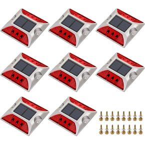 Solar Raised Pavement Marker High Brightness IP68 Waterproof Solar Powered Reflector Road Solar Blinker Light for Anti-diecast Aluminum Protruding Signs Safety Warning 8PCS (Yellow)