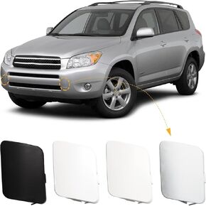 Car Front Bumper Tow Hook Cover Cap Towing Eye Fit for Toyota RAV4 2006 2007 2008 Trailer Cover 53286-42931 53285-42930 (White, Left Driver Side)