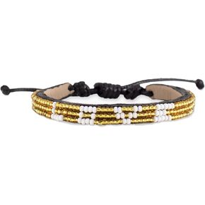 Ubuntu Life Skinny Love Beaded Leather Bracelet – Handmade Glass Bead Bracelet with Slide Closure and Genuine Leather, Stackable Bohemian Bracelets for Women and Men