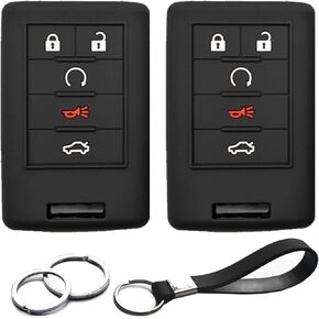 2pcs Compatible with Cadillac ATS CTS DTS XTS SRX STS Escalade ESV Chevrolet Corvette Impala Monte Carlo Buick Lucerne OUC6000066 Silicone Key Fob Cover Case Protector Keyless Remote Holder