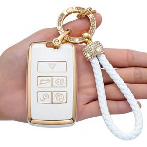 for Land Rover/Jaguar Key fob Cover,Compatible with Evoque Velar Sport Discovery Freelander2 LR4 Land Rover Sport and Jaguar XF XJ XE F-PACE F-TYPE Smart Key Premium Soft TPU Anti-dust Full Protection
