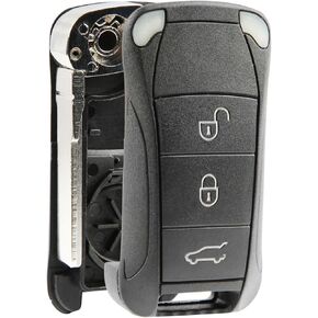 Key Fob Keyless Entry Flip Remote Uncut Shell Case & Pad fits Porsche 2003-2011 Cayenne, Set of 2