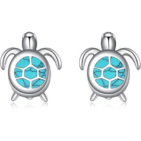 Turtle Earrings 925 Sterling Silver Turquoise Turtle Stud Earrings Sea Turtle Jewelry for Women Turtle Lovers