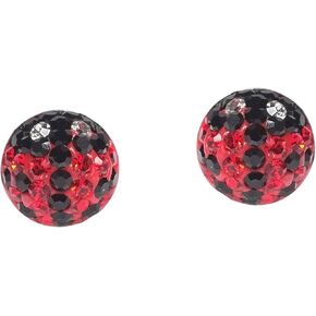AeraVida Round Lucky Ladybug Cubic Zirconia .925 Sterling Silver Stud Earrings | Ladybug Stud Earrings for Women | Sterling Silver Ladybug Earrings | Ladybug Jewelry