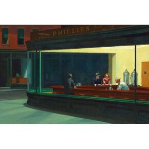 Nighthawks Diner Edward Hopper Poster 1942 Phillies Diner Late Night Hawks Famous Painter Painting Cool Wall Art Print Poster 16x24