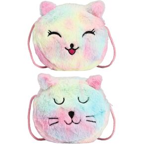 SOTOGO 2 Pieces Little Girl Purses Toddler Crossbody Purses Plush Unicorn Purse Cute Princess Handbags Shoulder Messenger Bag for Kids