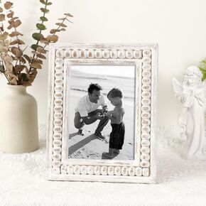 5x7 Picture Frame Rustic Distressed Wood Beaded Picture Frame for Single Photos Vintage Farmhouse Photo Frame Gift Idea for Family and Friends