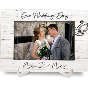 Mr and Mrs Wedding Gifts 8x10 Picture Frames, Wedding Gifts for Newlyweds Engagement Gifts for Couples Wood Photo Frame, Newly Married Couple Gift Engaged Gifts for Wall and Tabletop Display