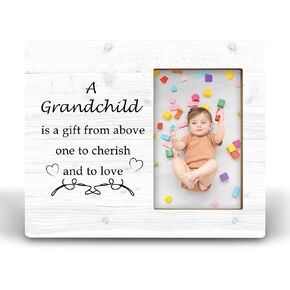 New Grandparent Gifts 8 x 10 Pictures Frame, First Time Grandparents Gifts, Grandchild Grandkids Granddaughter Gifts for Grandma Grandpa, Newborn Baby Gift Wooden Photo Frame, 4x6 Photo Insert