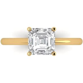 Clara Pucci 1.50 ct Asscher Cut Solitaire Genuine Moissanite Wedding Bridal Designer Anniversary Engagement Ring in 14k Yellow Gold