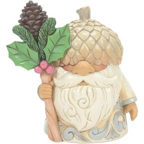 Enesco Jim Shore Heartwood Creek Four Seasons White Woodland Winters Nuttiest Gnome with Acorn Hat Figurine, 4.65 Inches