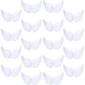 18 Pcs Plastic 3D Angel Wings 3.1'' White Angel Wings Angel Party Decorations Christmas Tree Ornaments Small Angle Wings Angel Costume Ornaments Angel Wings Wall Decor for Backpack Accessary Props