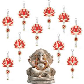 10 Pcs Lotus Backdrop Hangings for Decoration Indian,Indian Pooja Decorations for Home,Navratri,Ganesh Pooja,Puja,Hindu,Shubh Labh,Wedding,Diwali Decorations,Garlands Diwali Floral Wall Decor