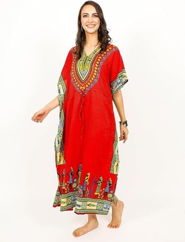 فستان قفطان نسائي بطباعة إفريقية، فستان تونك طويل ماكسي من البوليستر مطبوع، فستان قفطان لحفلات الشاطئ، فستان نوم كيمونو غير رسمي in Kuwait