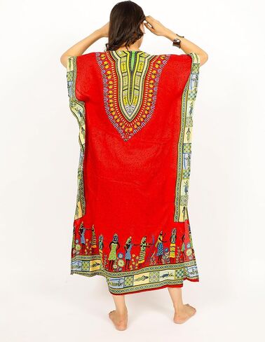 فستان قفطان نسائي بطباعة إفريقية، فستان تونك طويل ماكسي من البوليستر مطبوع، فستان قفطان لحفلات الشاطئ، فستان نوم كيمونو غير رسمي in Kuwait