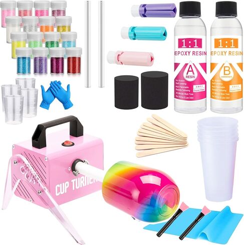 4X كوب تقليب للحرف اليدوية، كوب دوار، مسحوق لامع، مجموعة راتنجات الإيبوكسي للأكواب للمبتدئين (4X-أسود) in Kuwait
